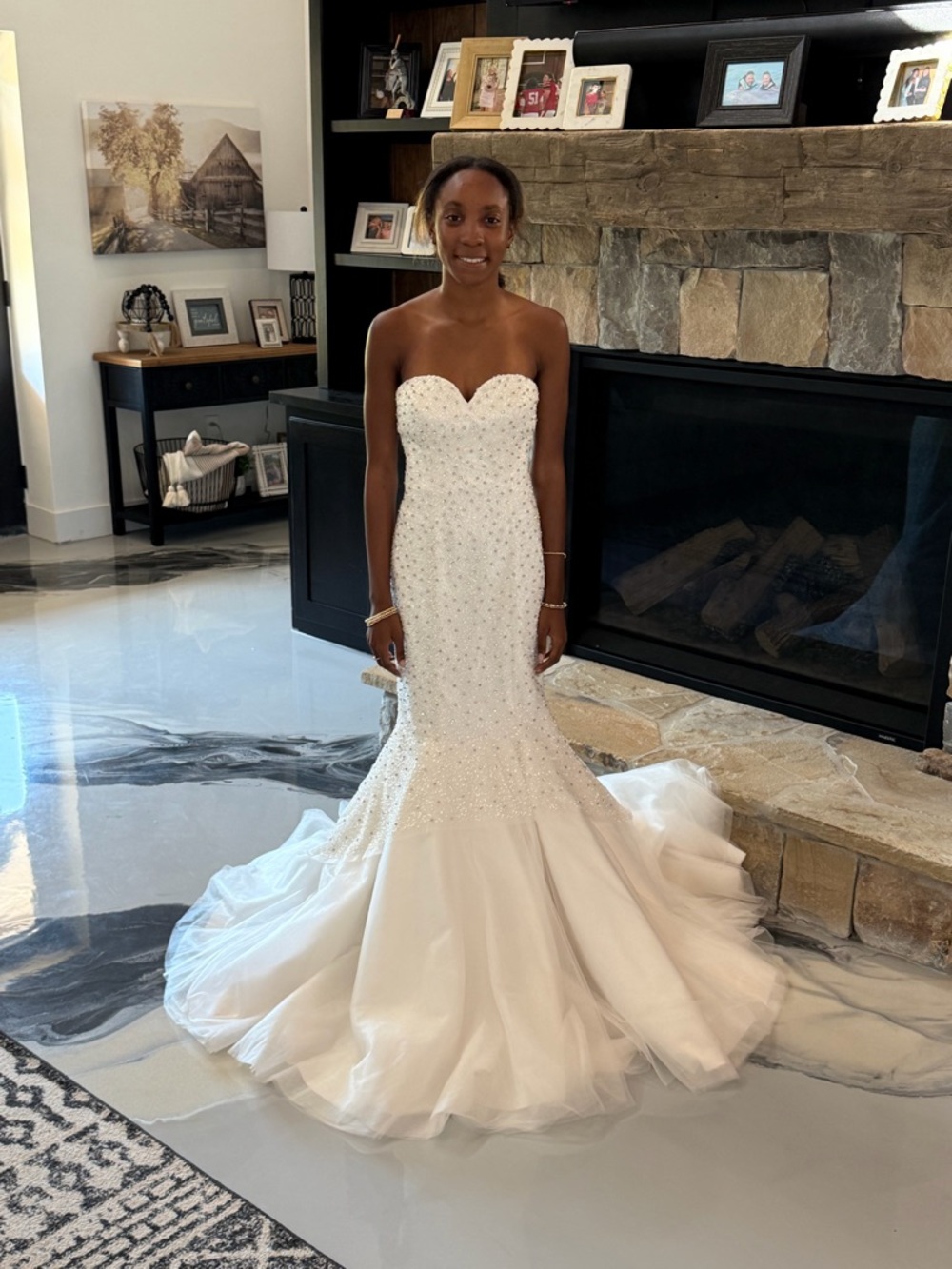 Sherri Hill Ivory Beaded Mermaid Wedding Dress